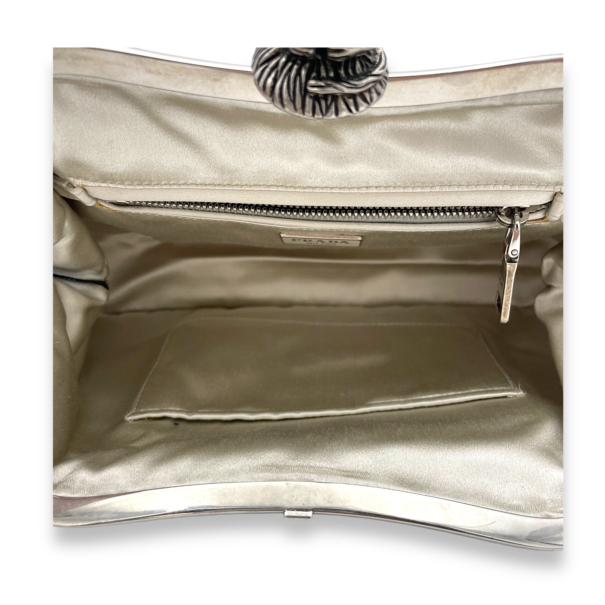 Monkey Closure  Clutch in Sequins, Silver Hardware