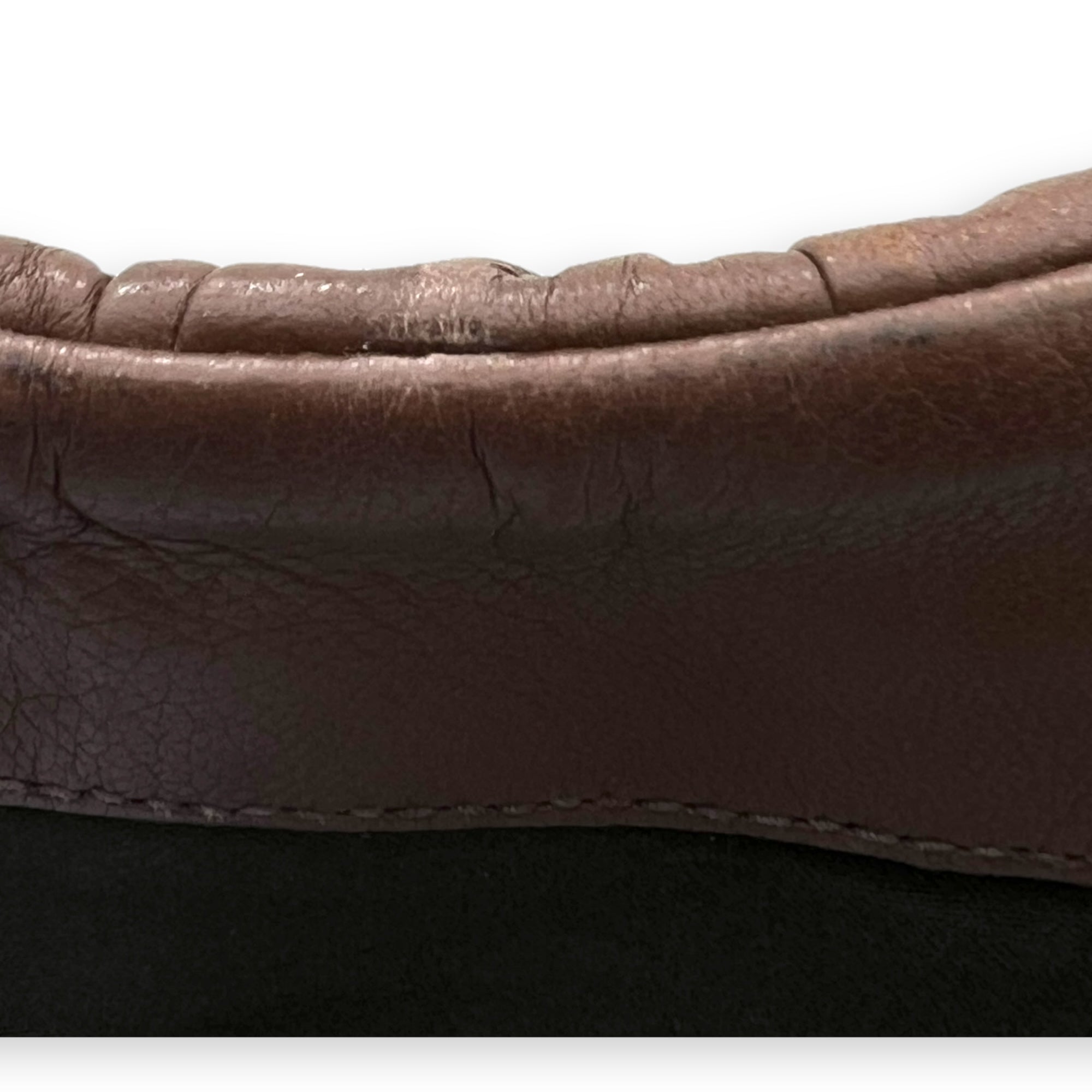 Matelassé Brown Top Handle Bag in Calfskin, Gold hardware