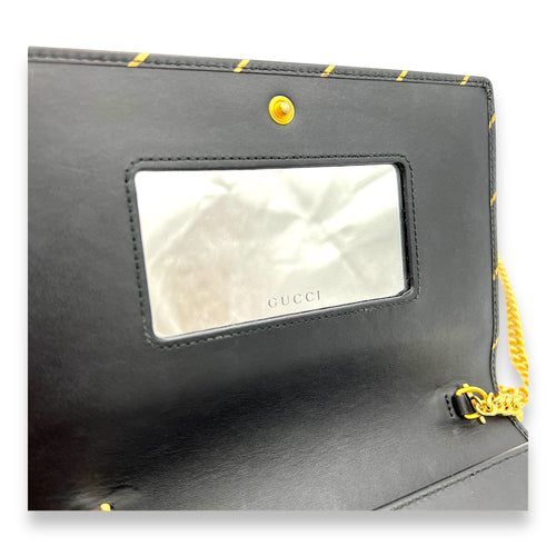 GG Black Wallet On Chain in Calfskin, Gold hardware