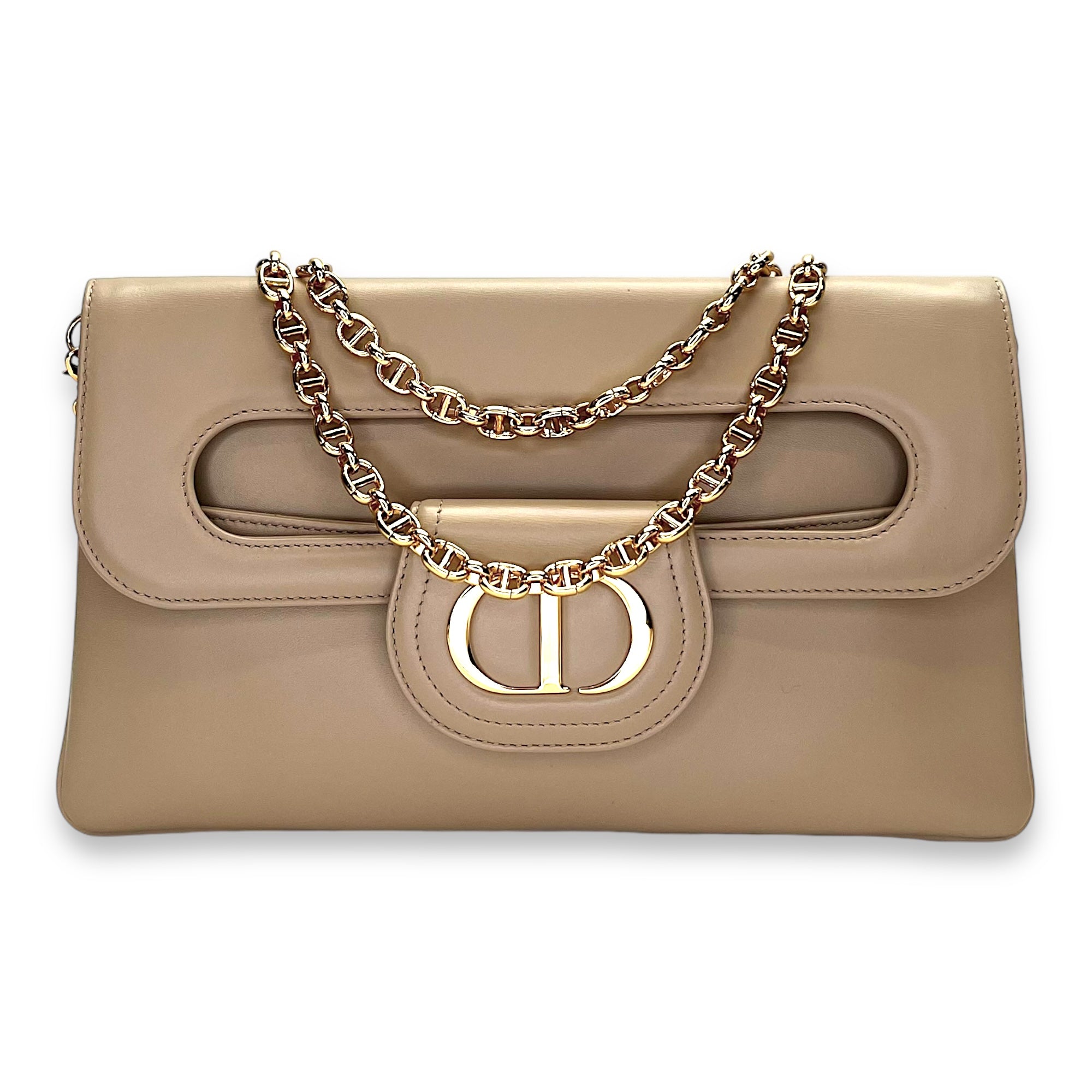 Diordouble Clutch in Calfskin, Gold Hardware