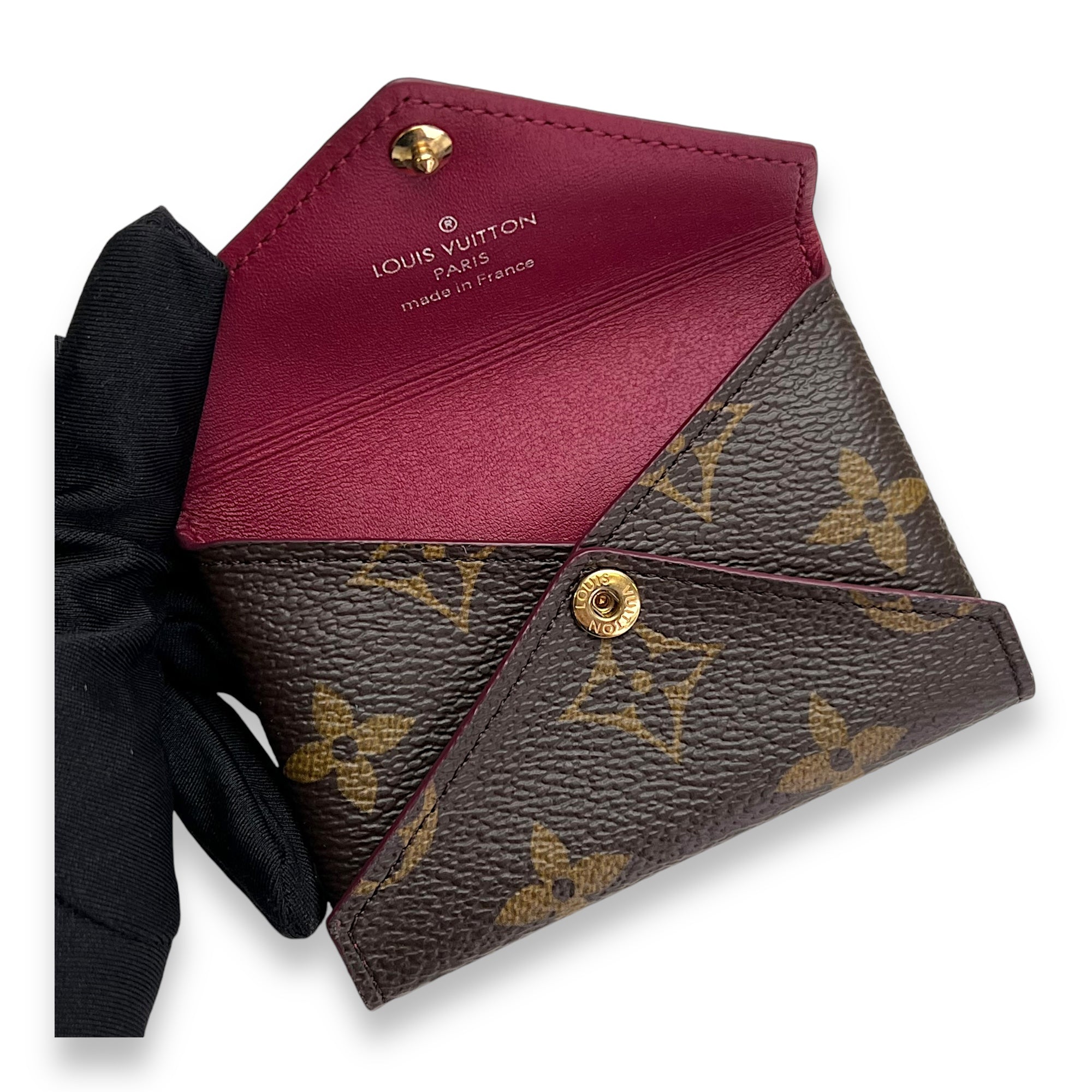 Kirigami Pouch Brown in Monogram Coated Canvas, Gold hardware