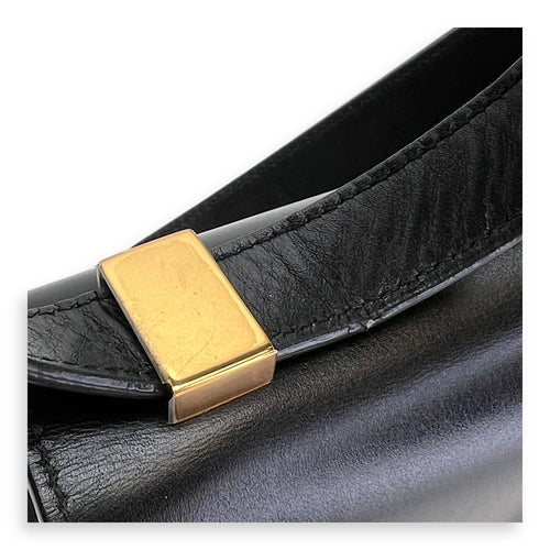 30 Montaigne Medium Black Crossbody Bag in Calfskin, Gold hardware