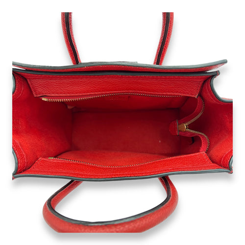 Luggage Crossbody Bag Nano Red in Calfskin, Gold hardware