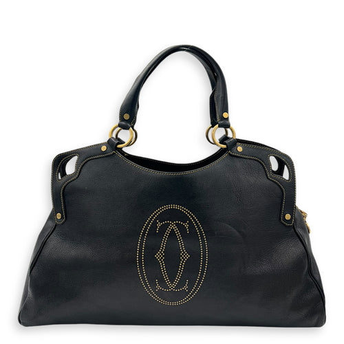 Marcello Top Handle Bag Black in Calfskin, Gold hardware