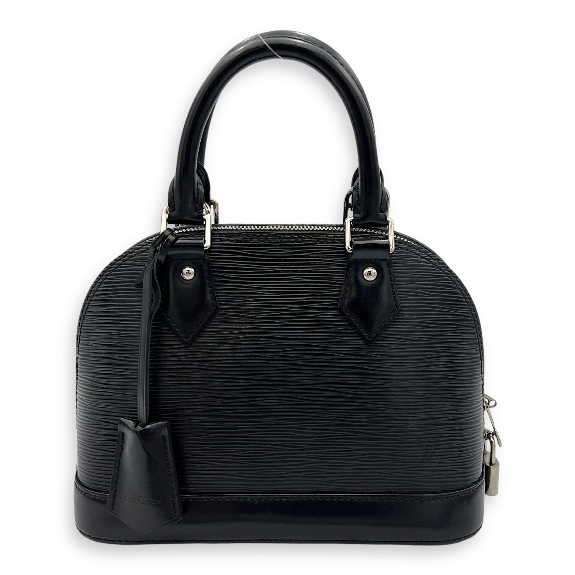 Alma Top Handle Bag BB Black in Epi Leather, Silver hardware