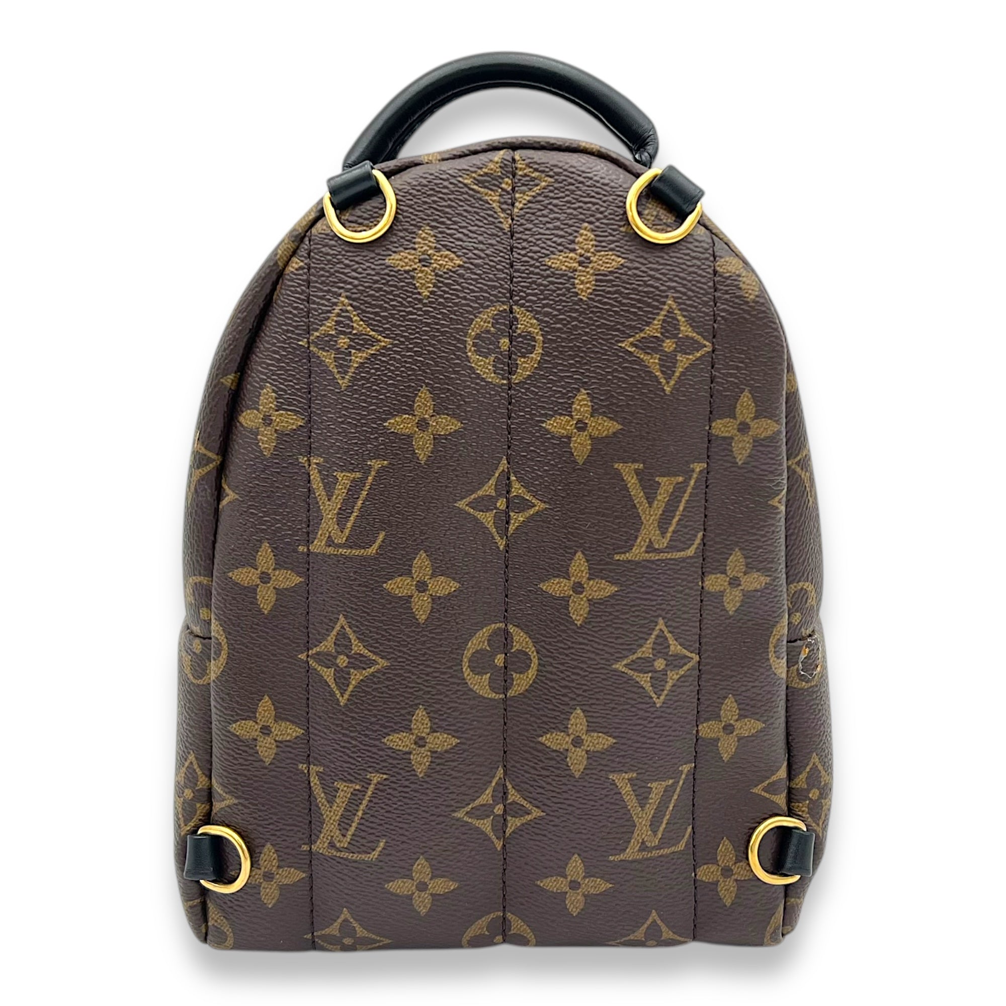 Palm Springs Backpack Brown in Monogram Coated Canvas, Gold hardware