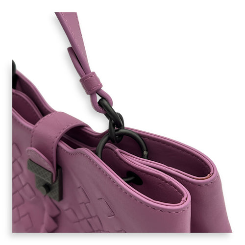 Intrecciato Top Handle Bag Purple in Nappa Leather, Ruthenium hardware