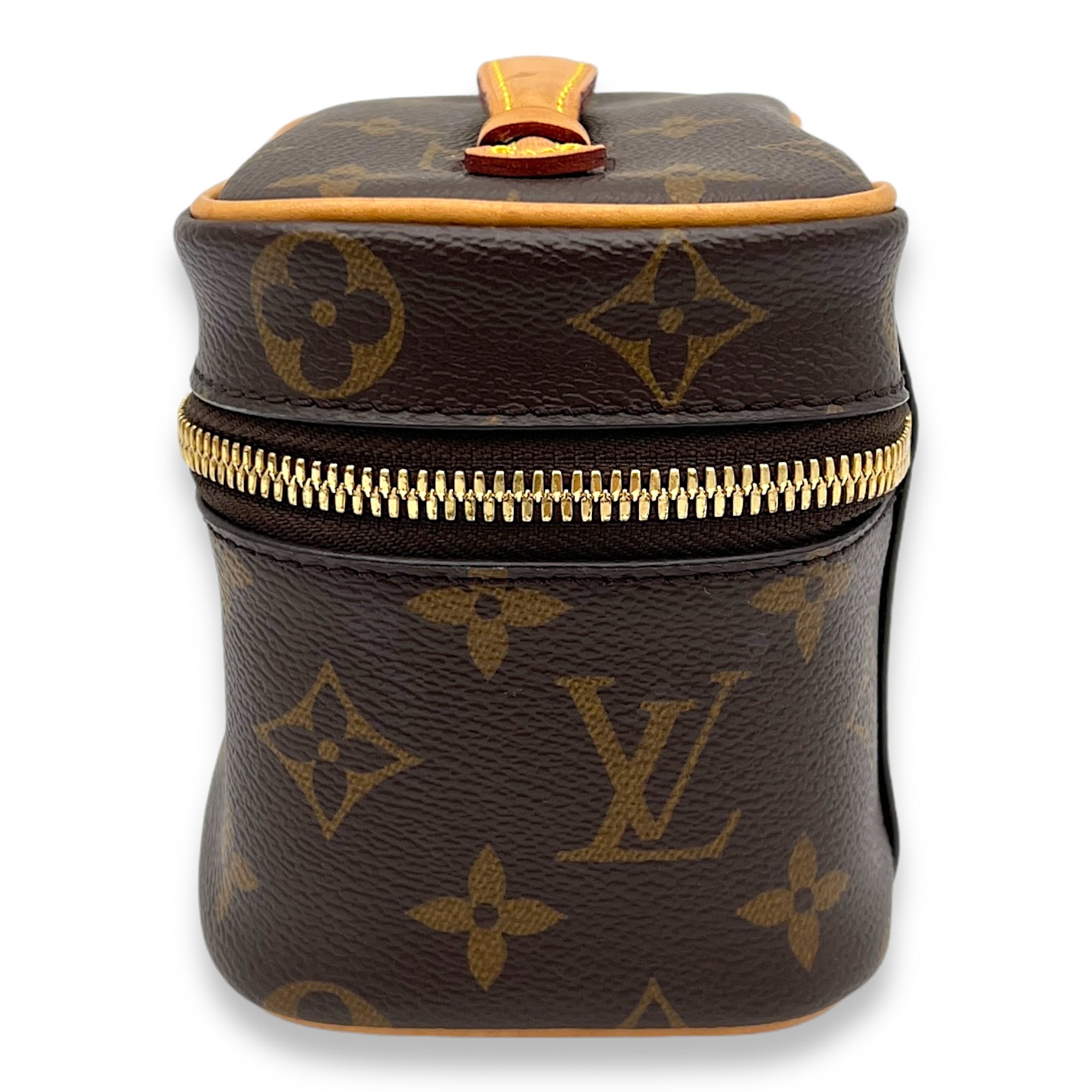 Nice Vanity Bag Nano Brown in Monogram Coated Canvas, Gold hardware