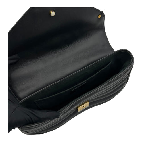 New Wave Shoulder Bag Black in Calfskin, Gold hardware