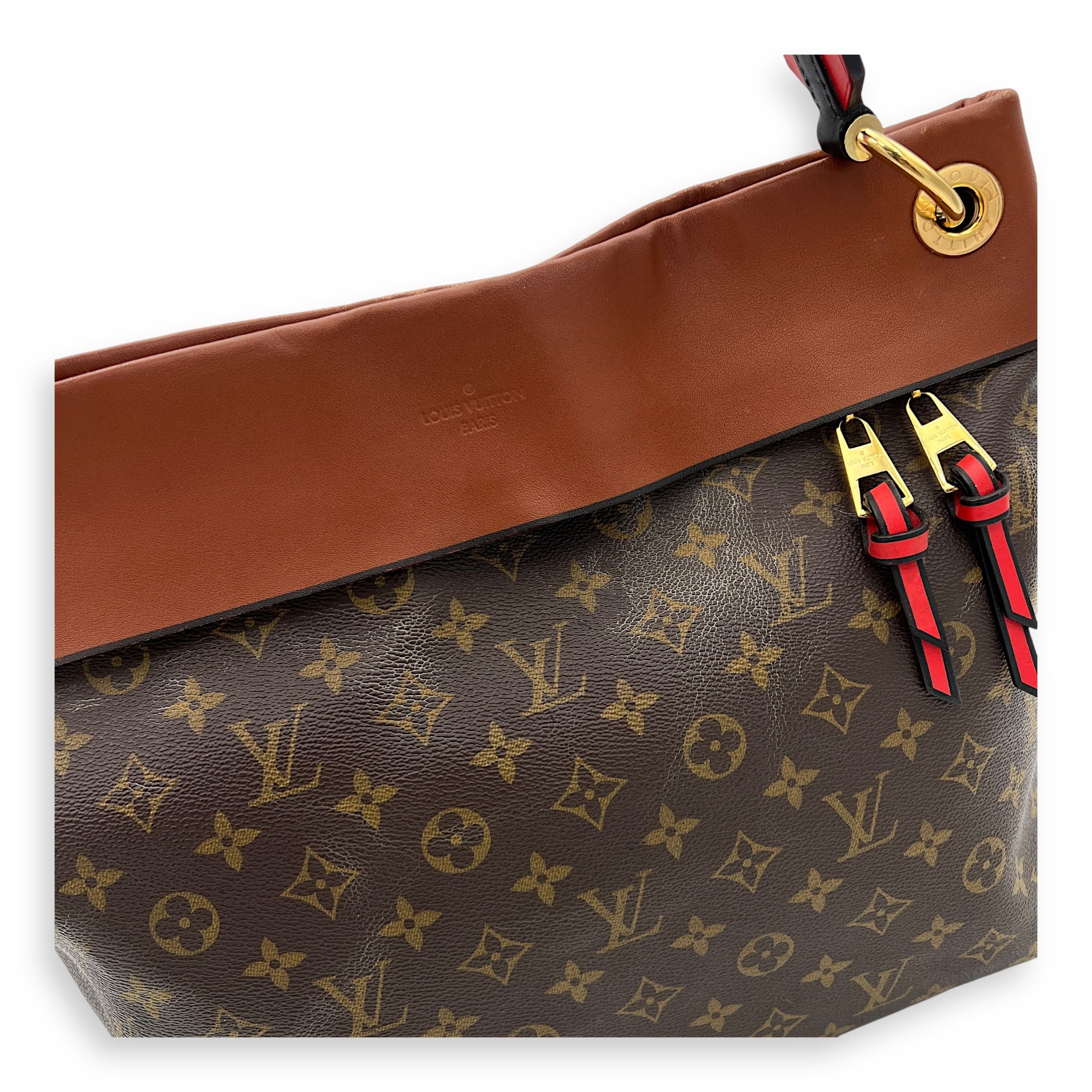 Tuileries Besace Brown Top Handle Bag in Monogram Coated Canvas, Gold hardware