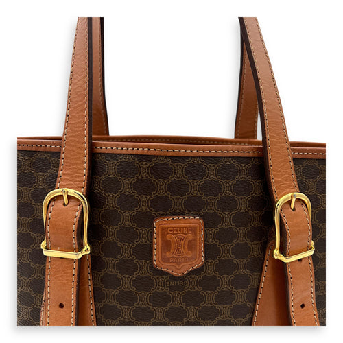 Macadam Tote Bag Brown in Coated Canvas, Gold hardware