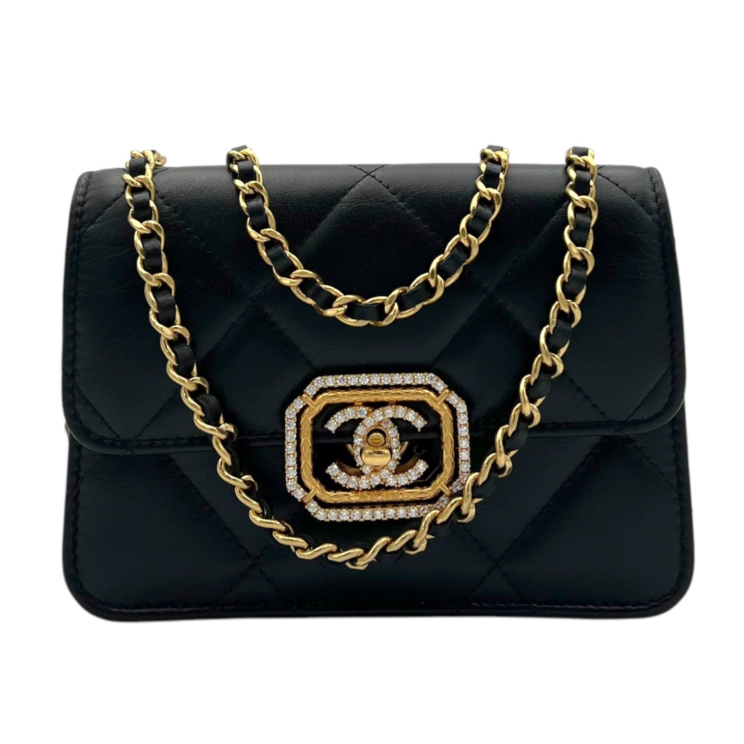 CC Clutch Black in Lambskin, Gold hardware