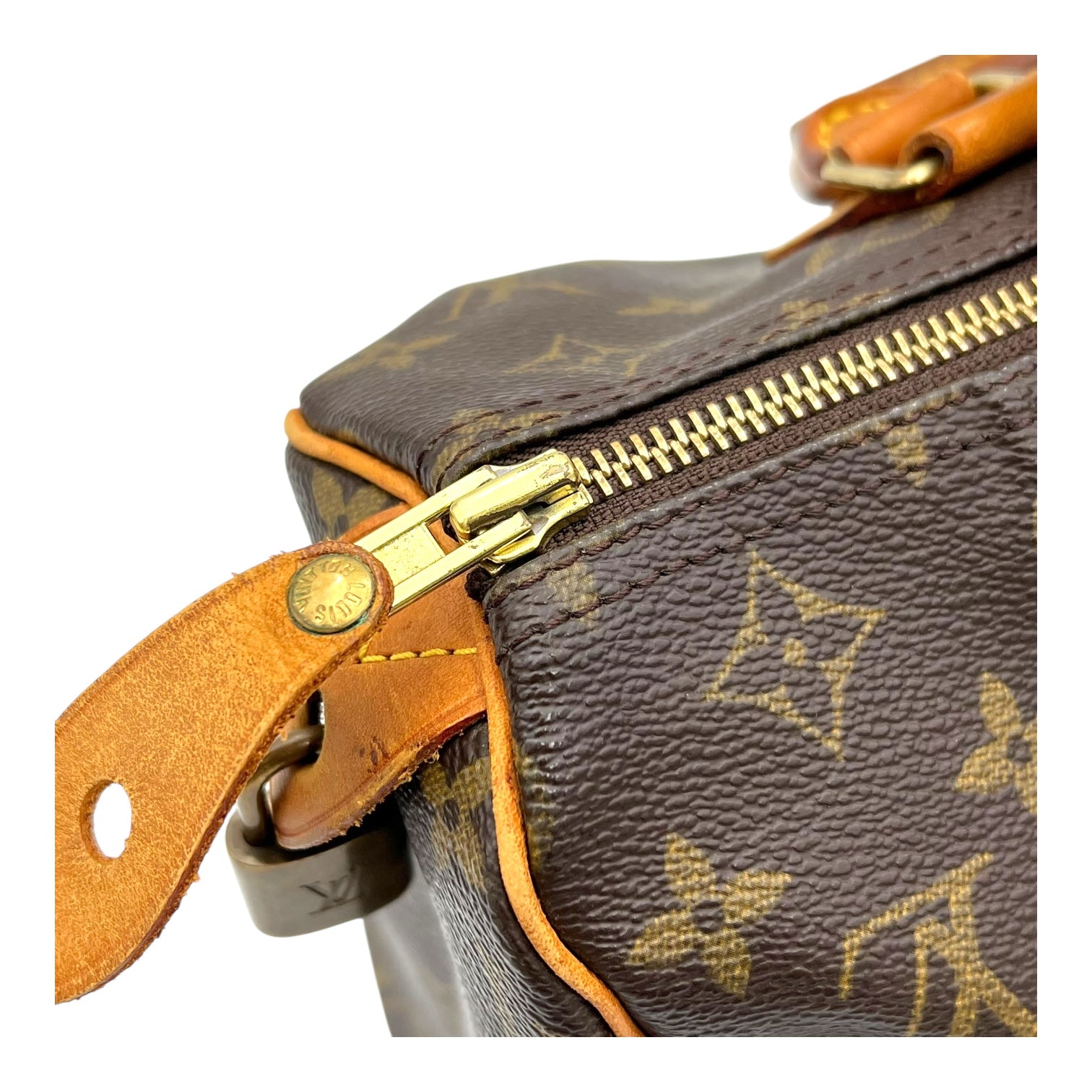 Speedy Top Handle Bag 30 Brown in Monogram Coated Canvas, Gold hardware