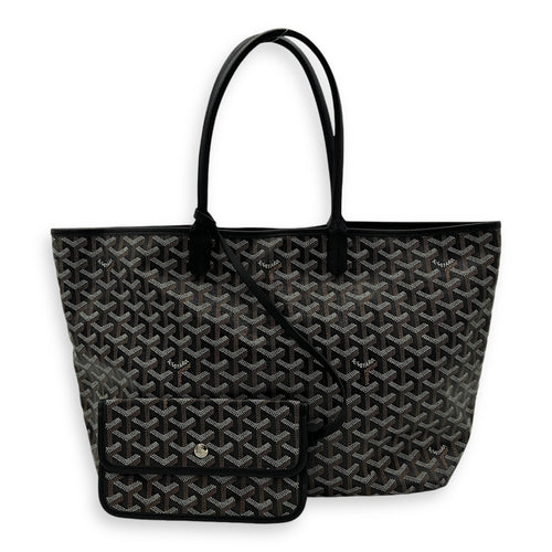 Saint Louis Tote Bag PM Black in Coated Canvas, Silver hardware