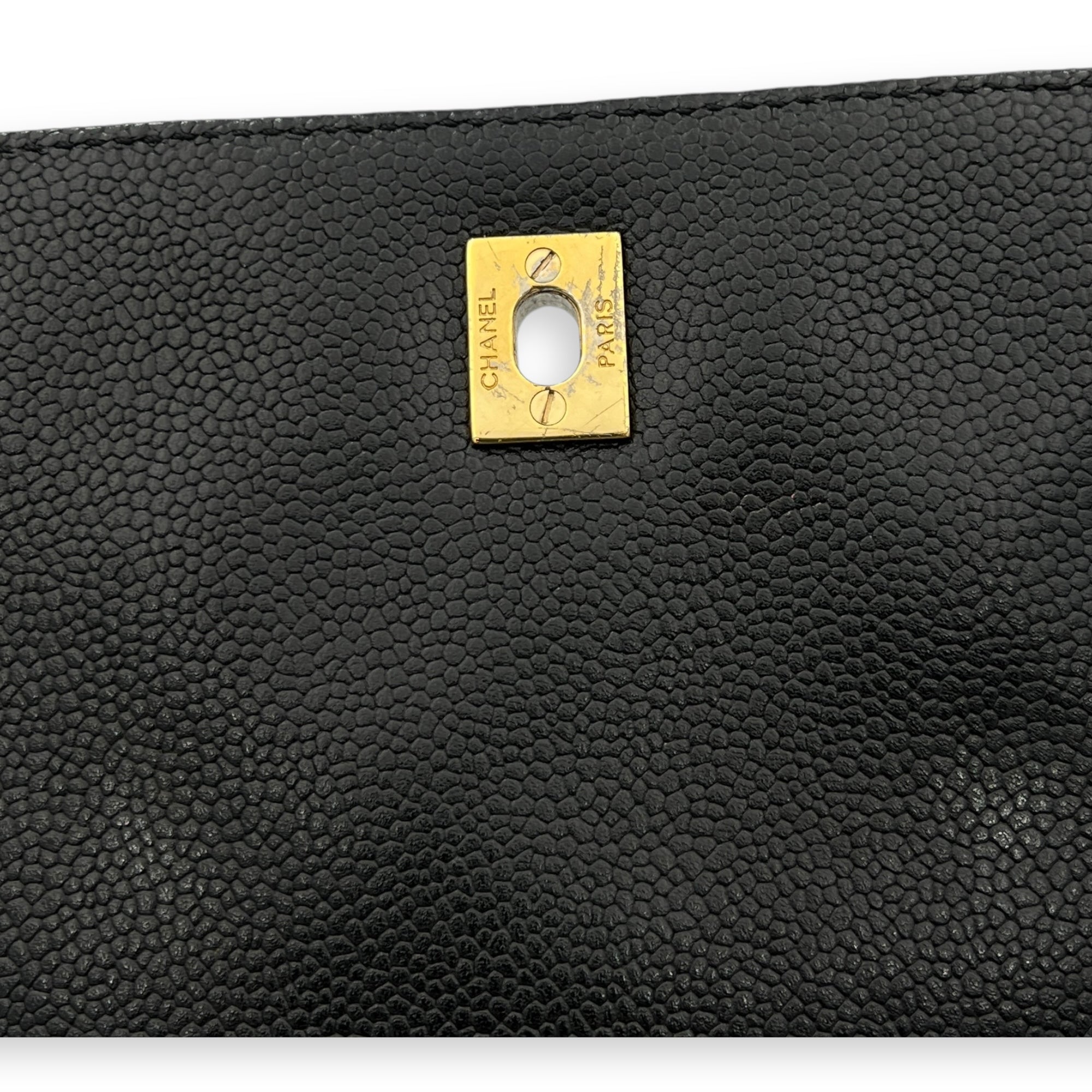 Kelly Top Handle Bag Black in Caviar Leather, Gold hardware