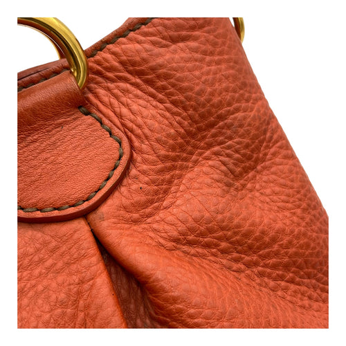 Logo Top Handle Bag Orange in Calfskin, Gold hardware