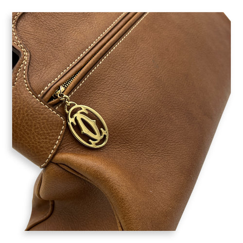 Marcello Shoulder Bag Brown in Calfskin, Gold hardware