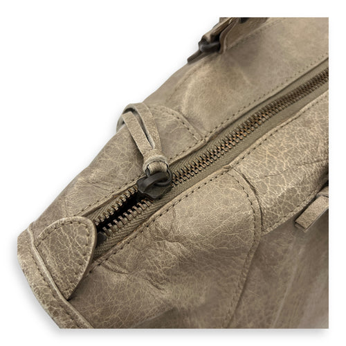 Work Top Handle Bag Brown in Distressed Leather, Gunmetal hardware