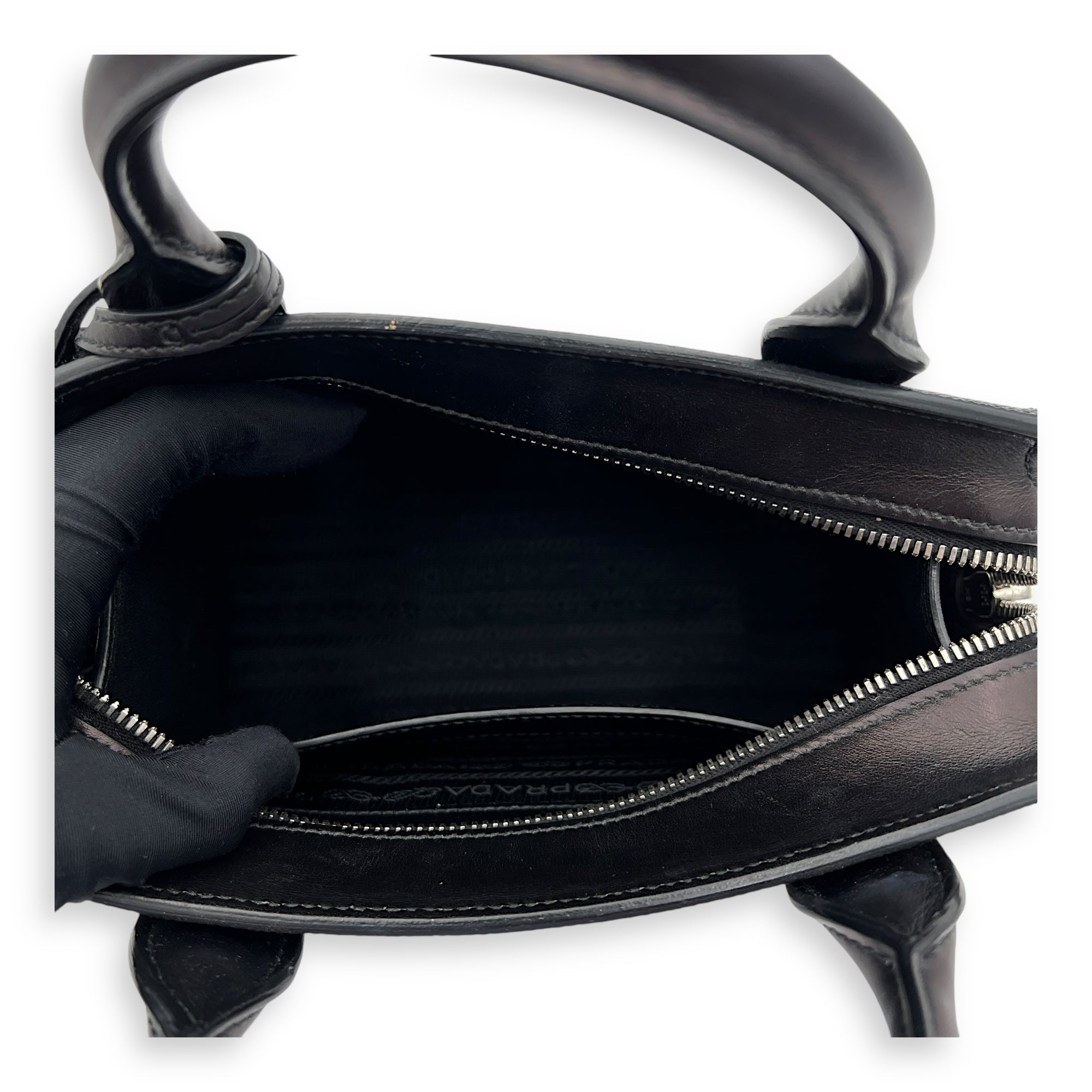 Kristen Top Handle Bag Black in Saffiano Leather, Silver hardware