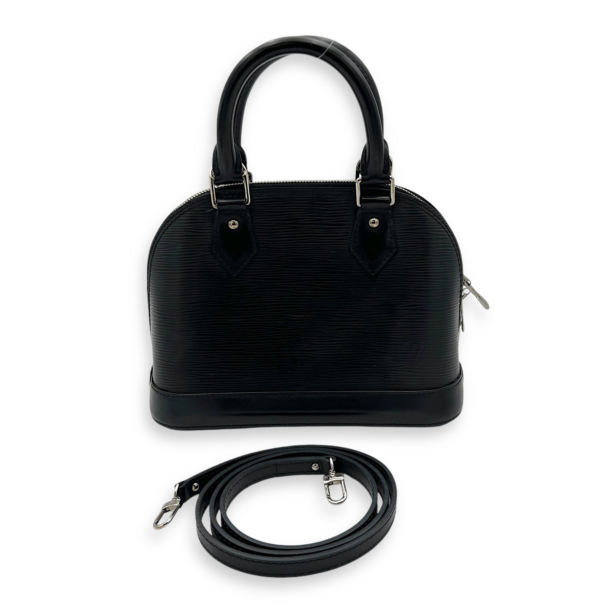 Alma Top Handle Bag BB Black in Epi Leather, Silver hardware