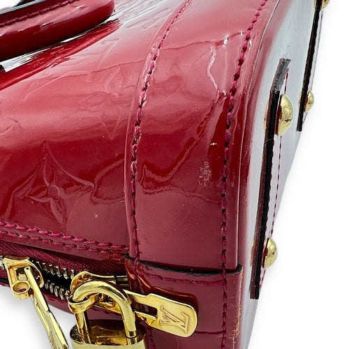 Louis Vuitton Alma BB Red Top Handle Bag in Vernis, Gold hardware_11