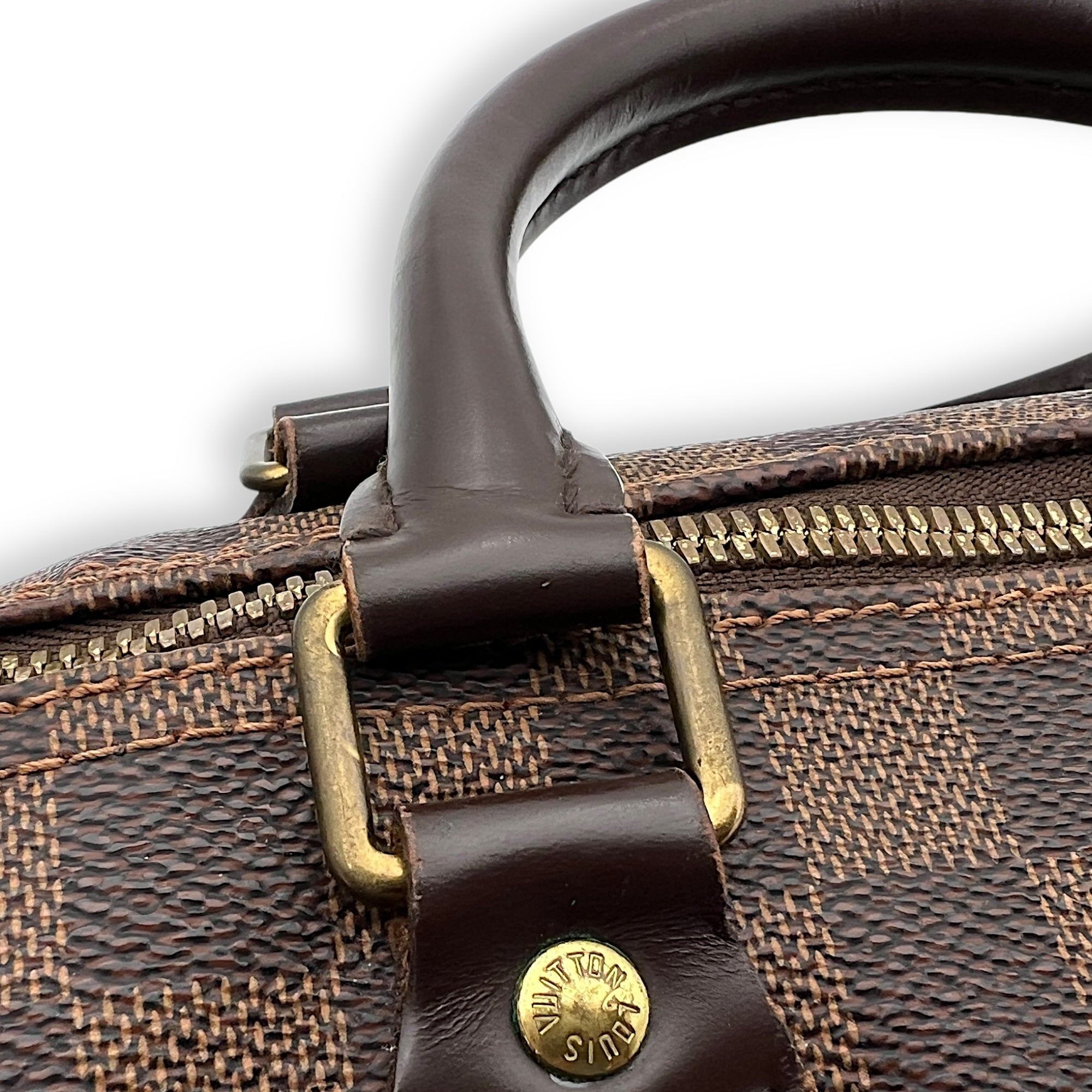 Louis Vuitton Speedy Top Handle Bag 35 Brown in Coated Canvas, Gold hardware_11