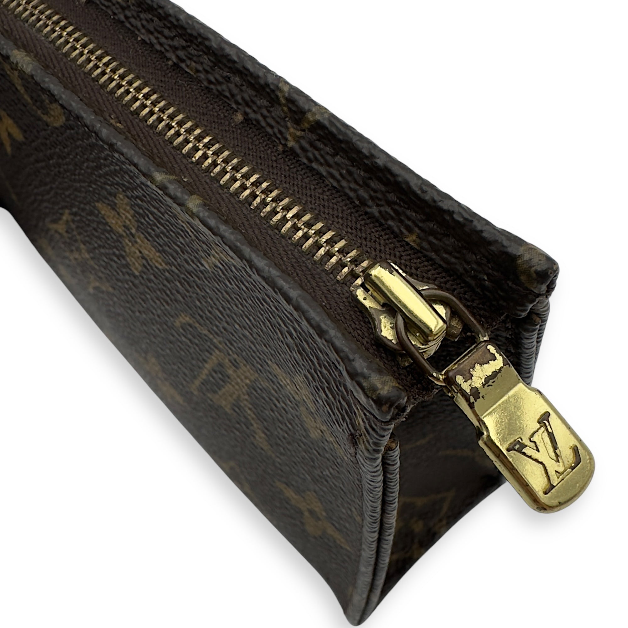 Louis Vuitton Pochette Pouch 15 Brown in Monogram Coated Canvas, Gold hardware_13