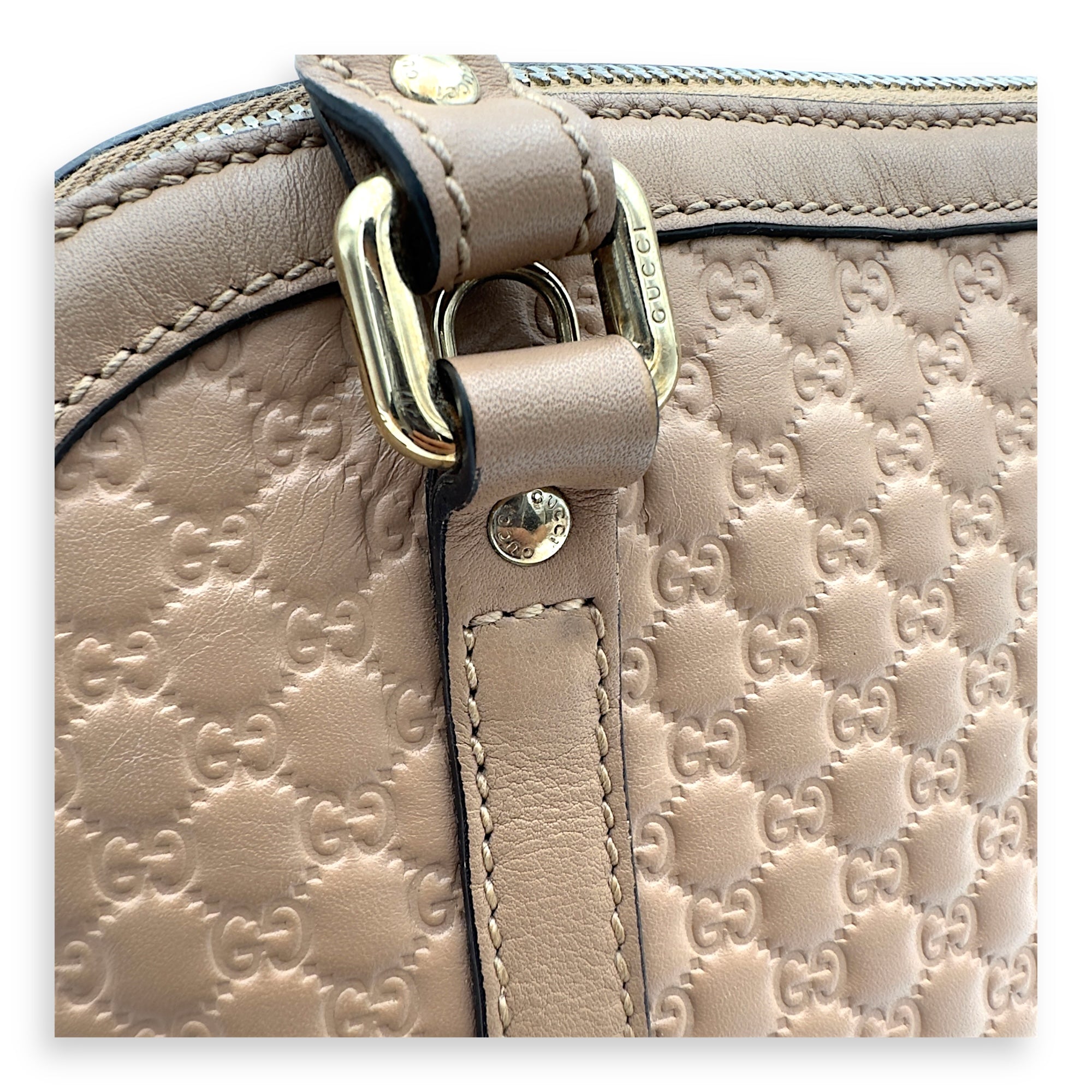 Gucci Dome Top Handle Bag Beige in Calfskin, Gold hardware_15