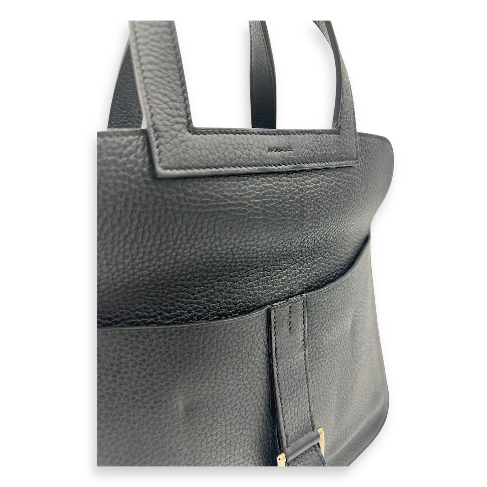 Hermès Halzan Black in Clemence, Silver hardware_7