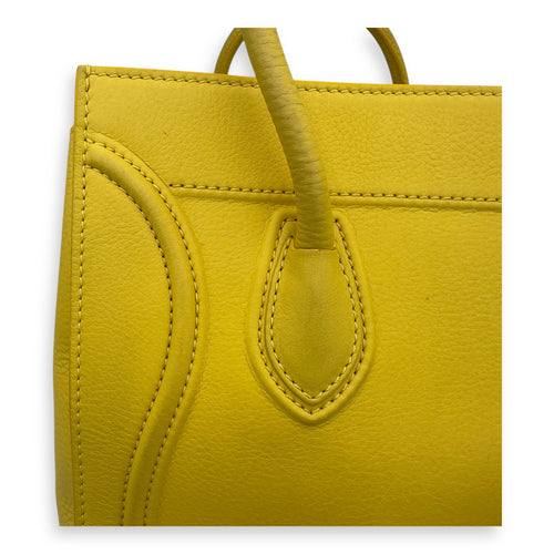 Celine Phantom Luggage Yellow Top Handle Bag in Calfskin, Gold hardware_15