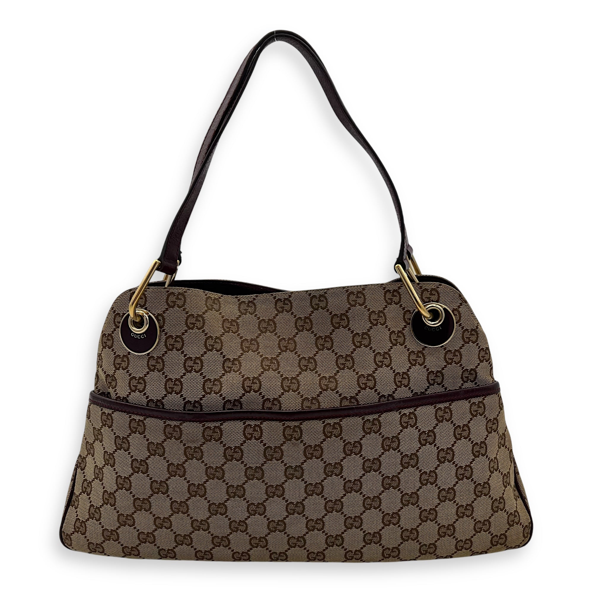 Gucci GG Shoulder Bag Brown in Canvas, Gold hardware_1