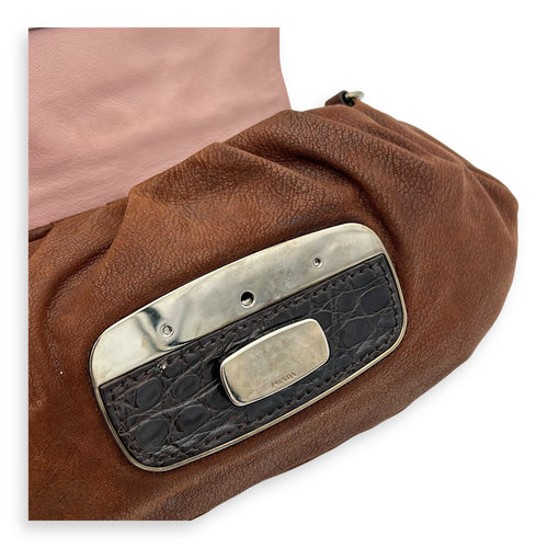 Prada Vintage Shoulder Bag Brown in Calfskin, Silver hardware_8