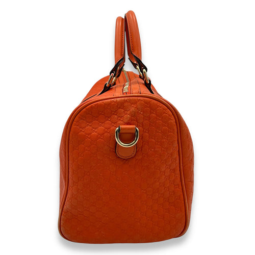 Gucci Boston Top Handle Bag Orange in Guccissima Leather, Gold hardware_4