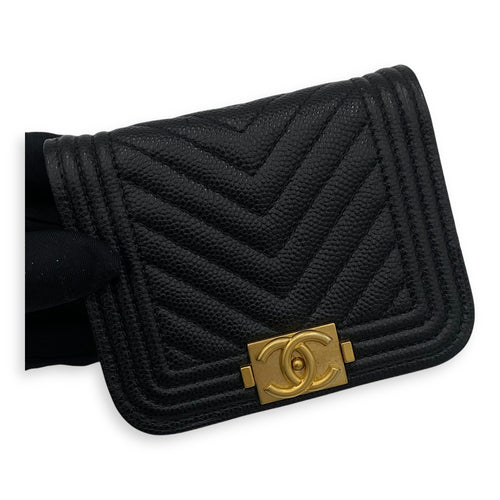 Chanel Boy Belt Bag Black in Caviar Leather, Gold hardware_7