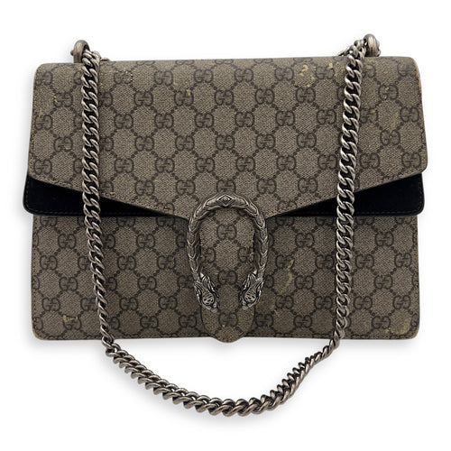 Gucci Dionysus Shoulder Bag Beige in Suede Leather, Silver hardware_8