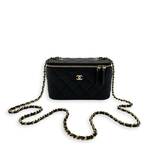 Chanel Vanity Small Black Crossbody Bag in Caviar Leather, Gold hardware_11