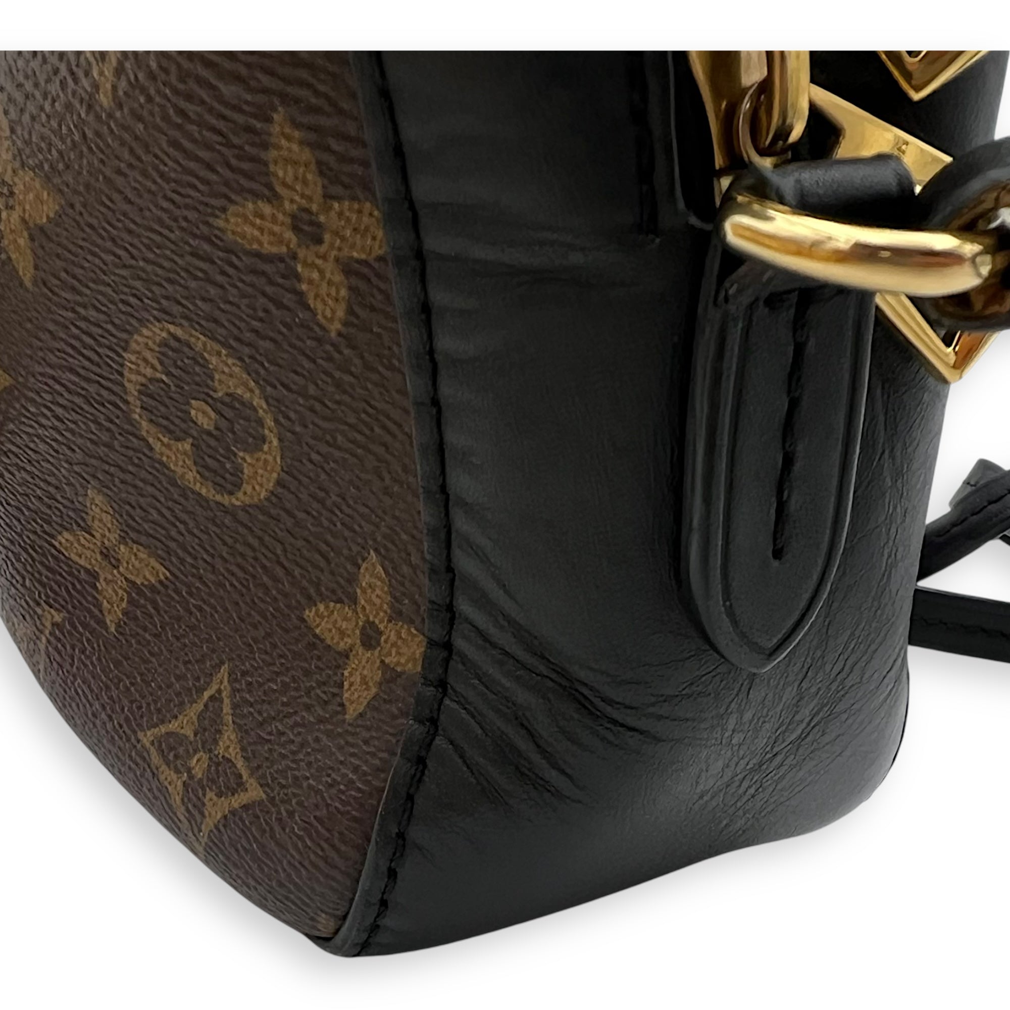 Louis Vuitton Saintonge Crossbody Bag Small Black in Monogram Coated Canvas, Gold hardware_11