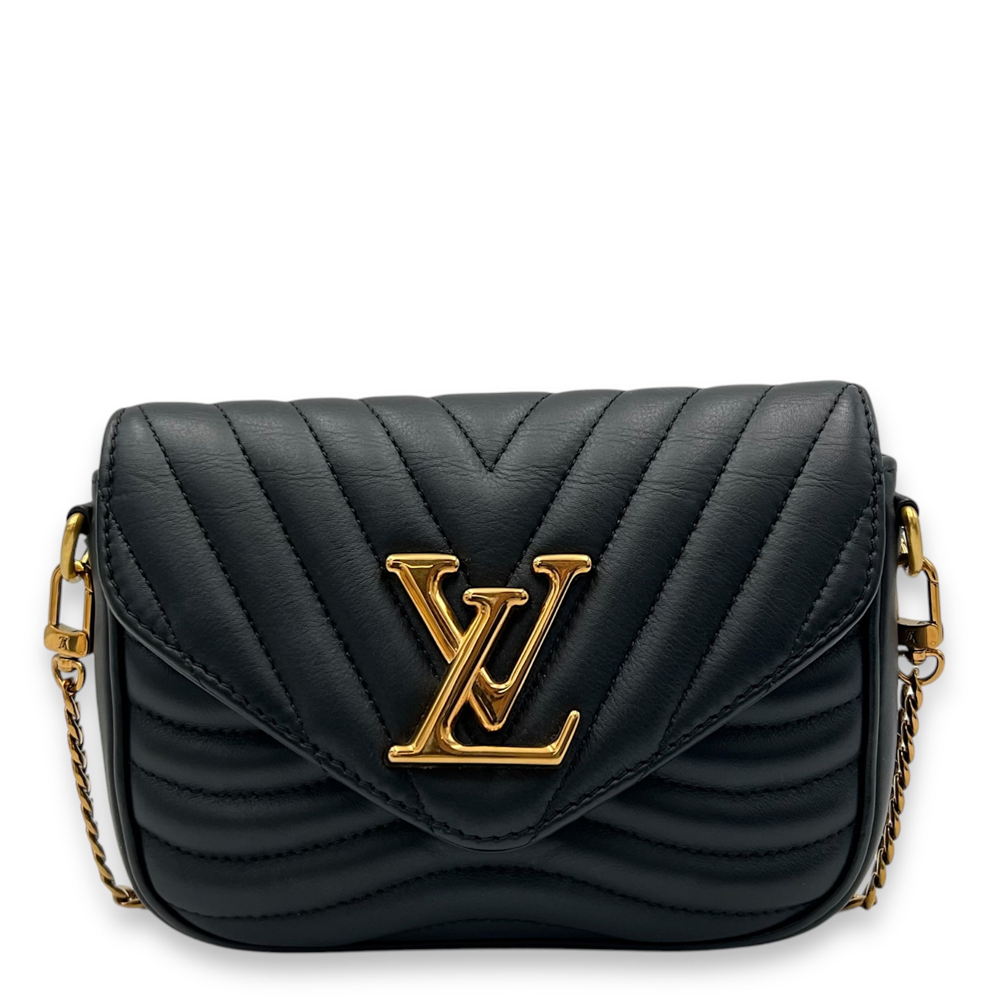 Louis Vuitton New Wave Multi Pochette Black Shoulder Bag in Calfskin, Gold hardware_1