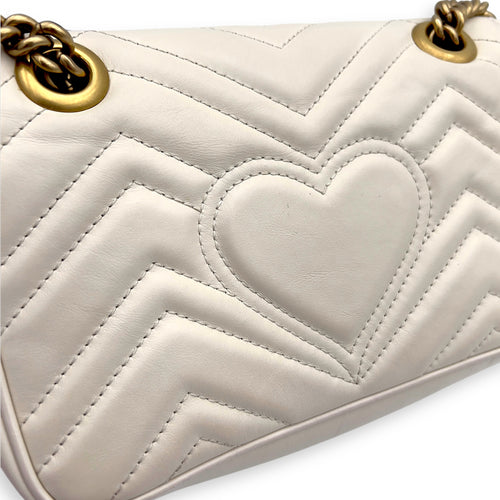 Gucci GG Marmont Shoulder Bag Mini White in Calfskin, Gold hardware_11