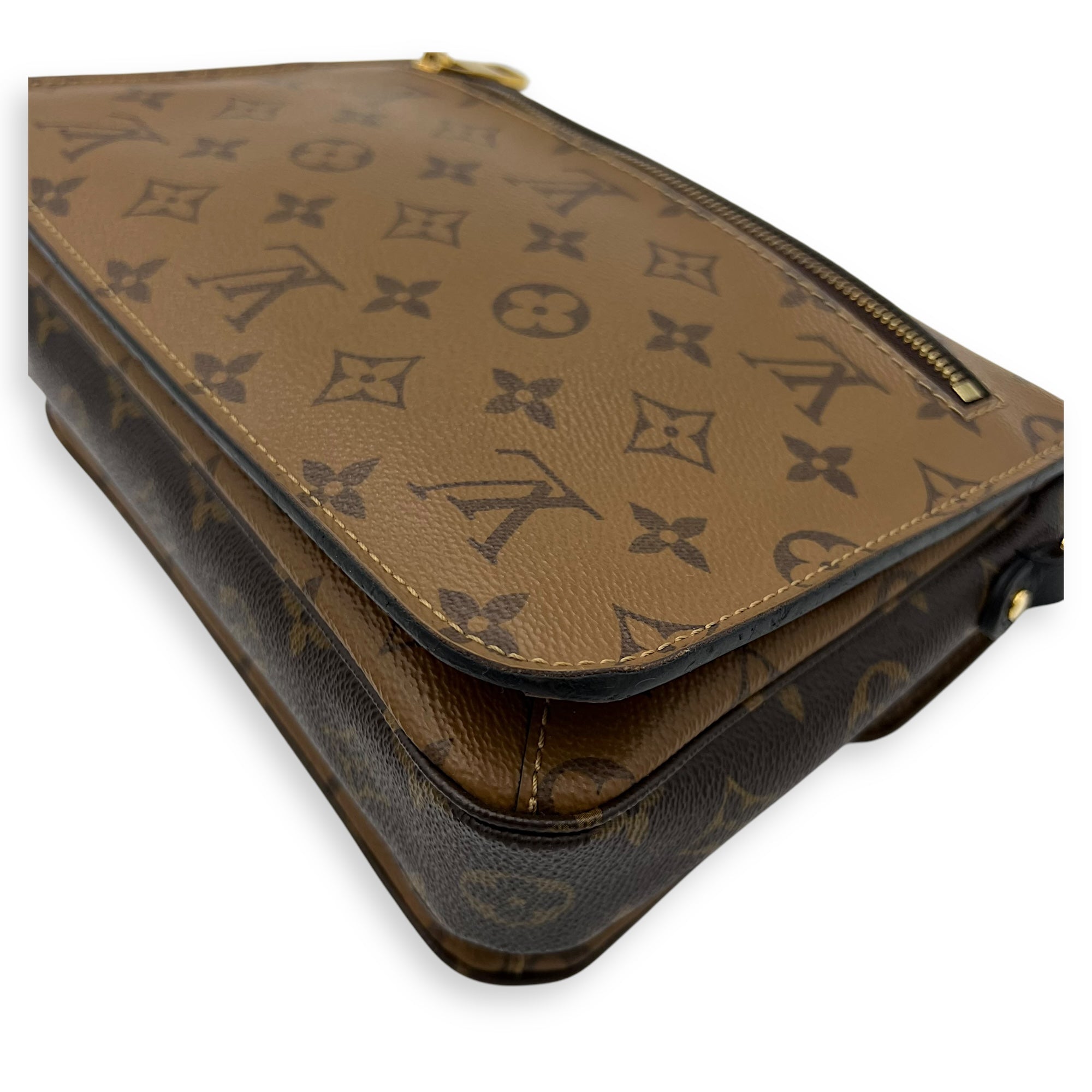 Louis Vuitton Pochette Metis Brown Top Handle Bag in Monogram Coated Canvas, Gold hardware_7