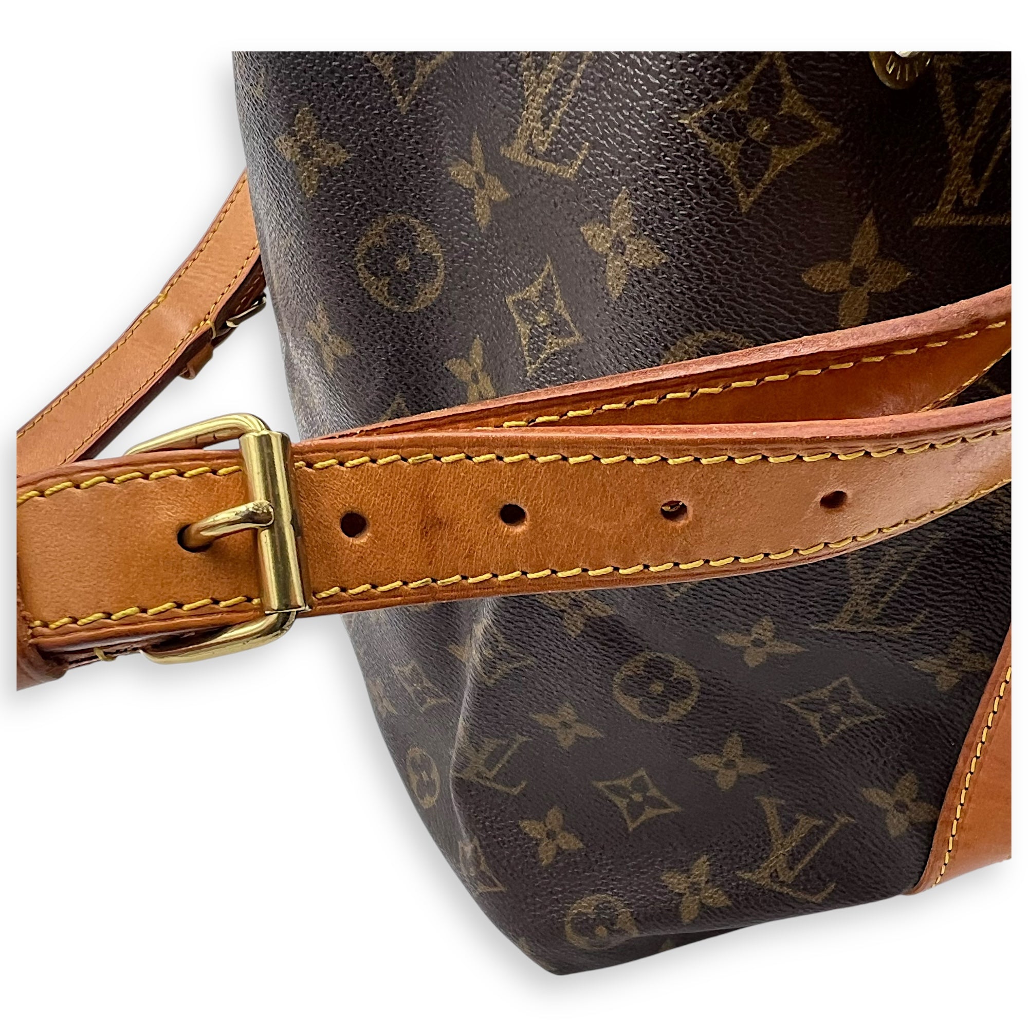 Louis Vuitton Noe Shoulder Bag Petite Brown in Monogram Coated Canvas, Gold hardware_11