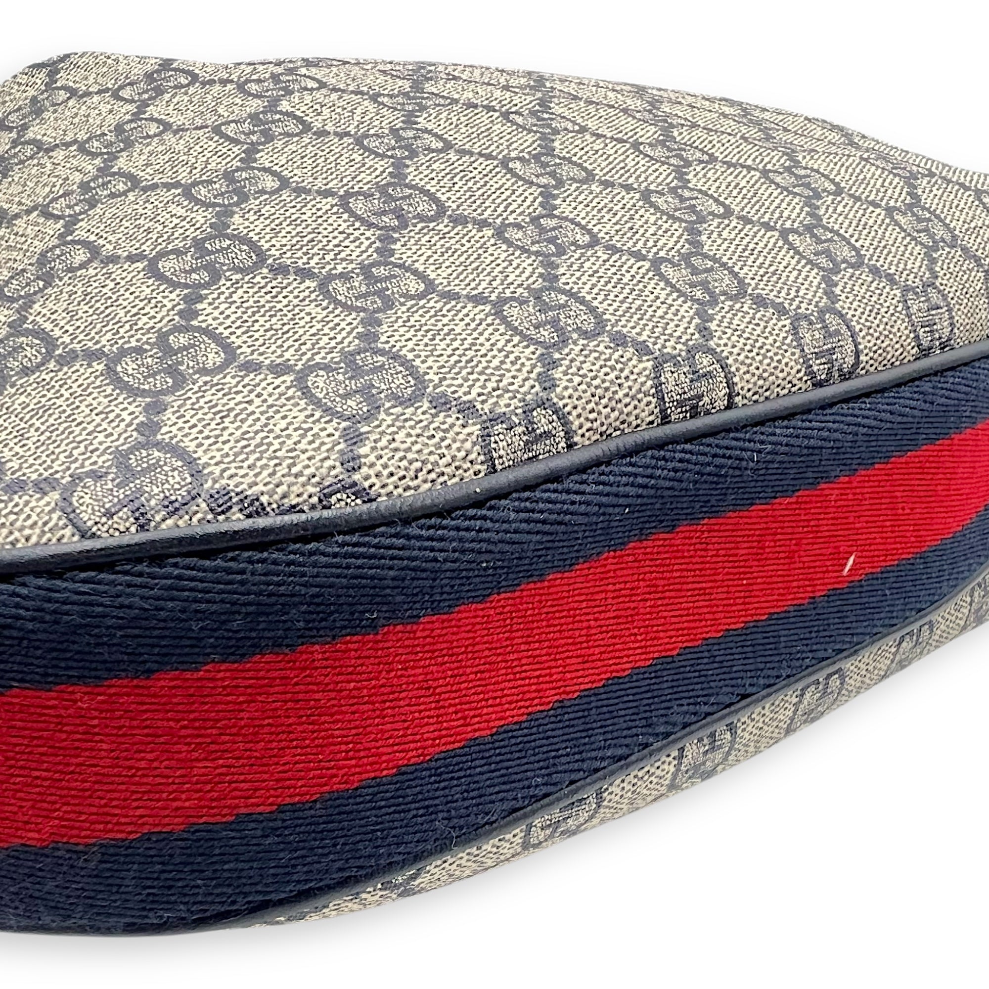 Gucci Attache Shoulder Bag Blue in Coated Canvas, Silver hardware_11