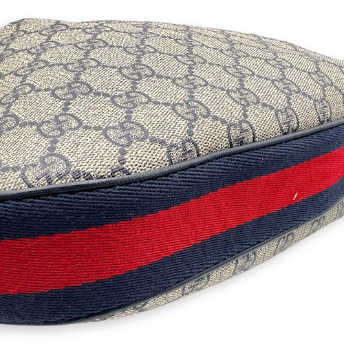 Gucci Attache Shoulder Bag Blue in Coated Canvas, Silver hardware_11