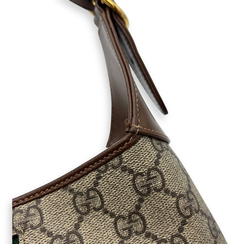 Gucci Jackie 1961 Shoulder Bag Brown in Coated Canvas, Gold hardware_11