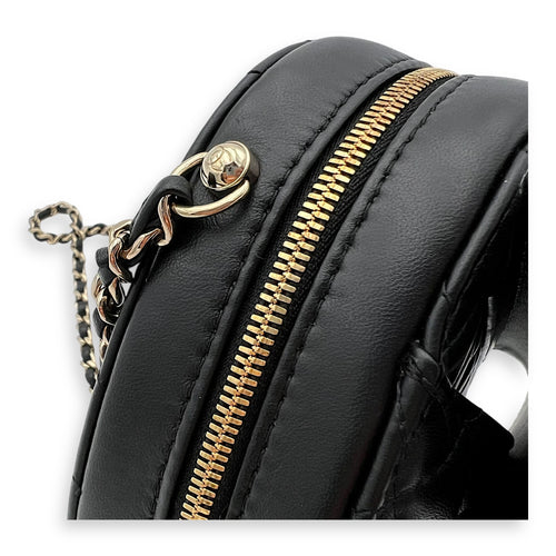 Chanel Heart Medium Black Crossbody Bag in Lambskin, Gold hardware_10