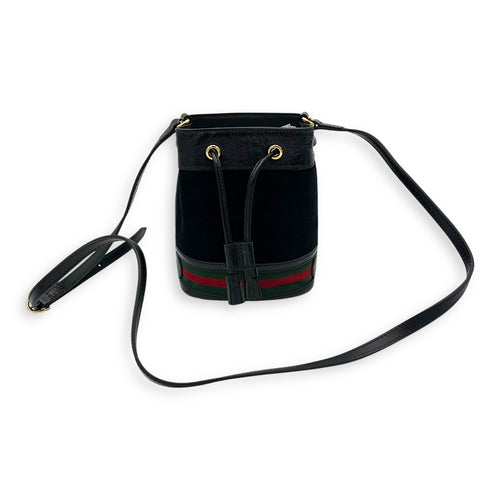 Gucci Ophidia Bucket Bag Black in Suede Leather, Gold hardware_11