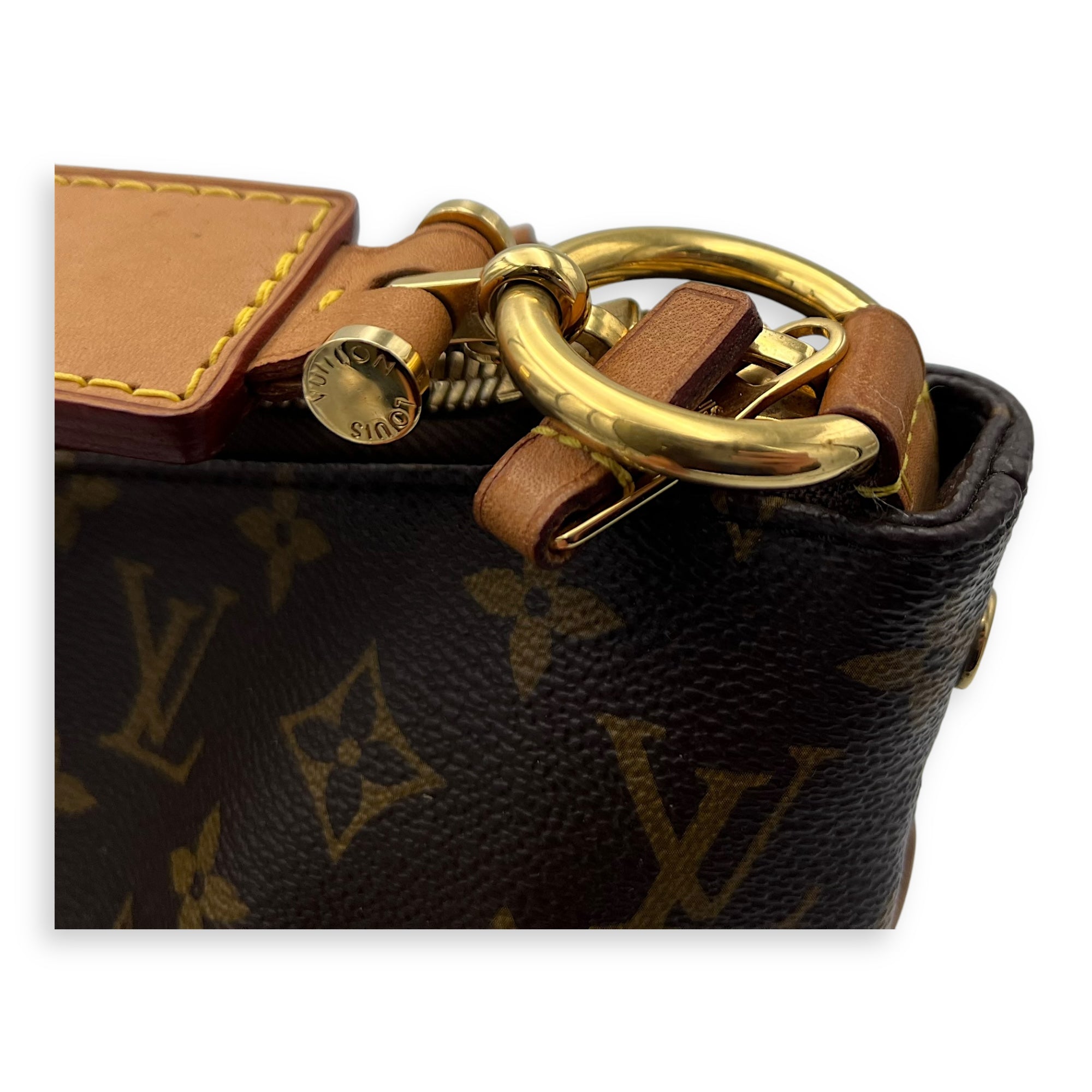 Louis Vuitton Sully MM Brown Top Handle Bag in Monogram Coated Canvas, Gold hardware_10