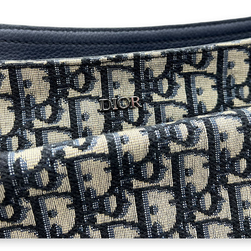 Christian Dior Oblique Crossbody Bag Blue in Jacquard, Silver hardware_11