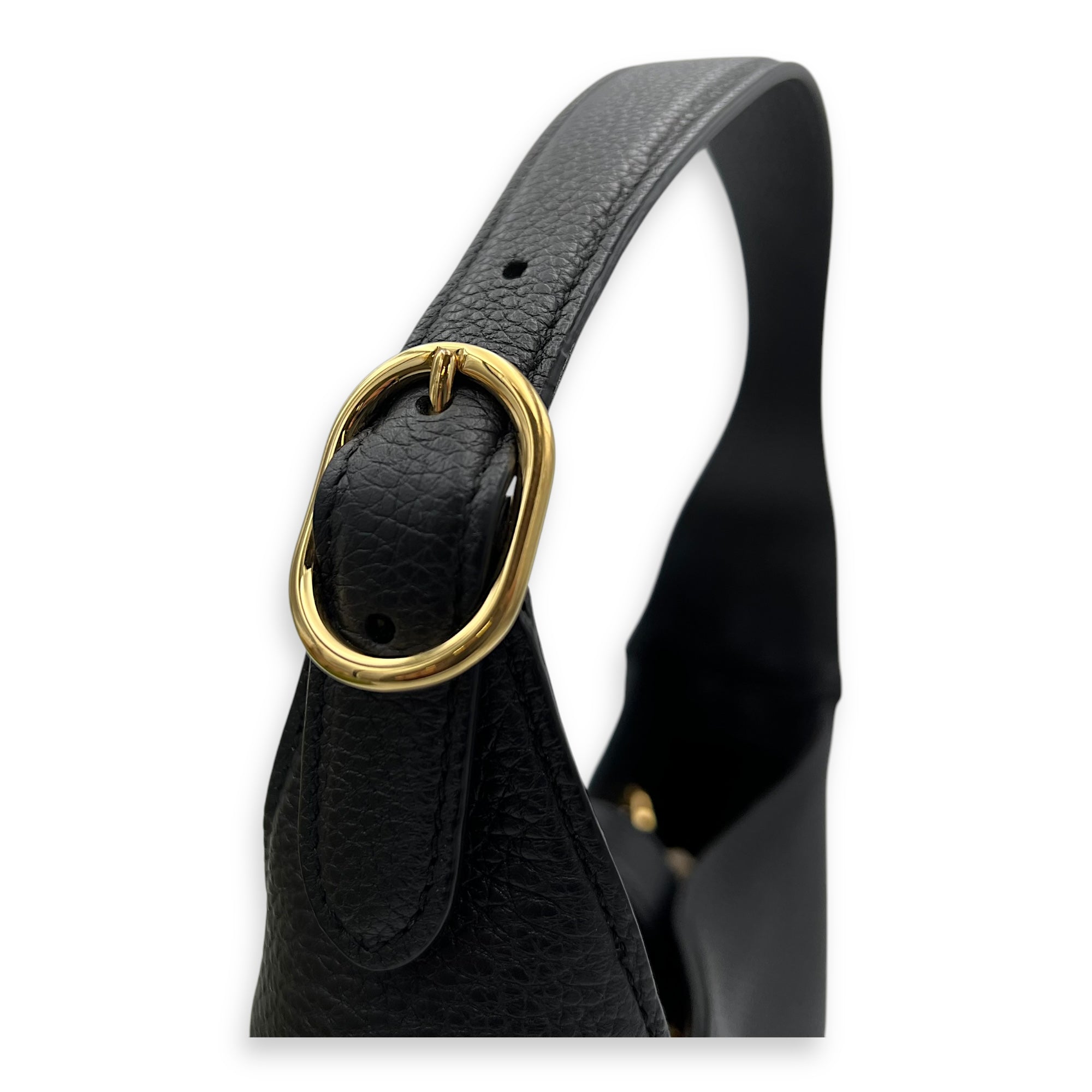 Gucci Jackie 1961 Shoulder Bag Black in Calfskin, Gold hardware_11