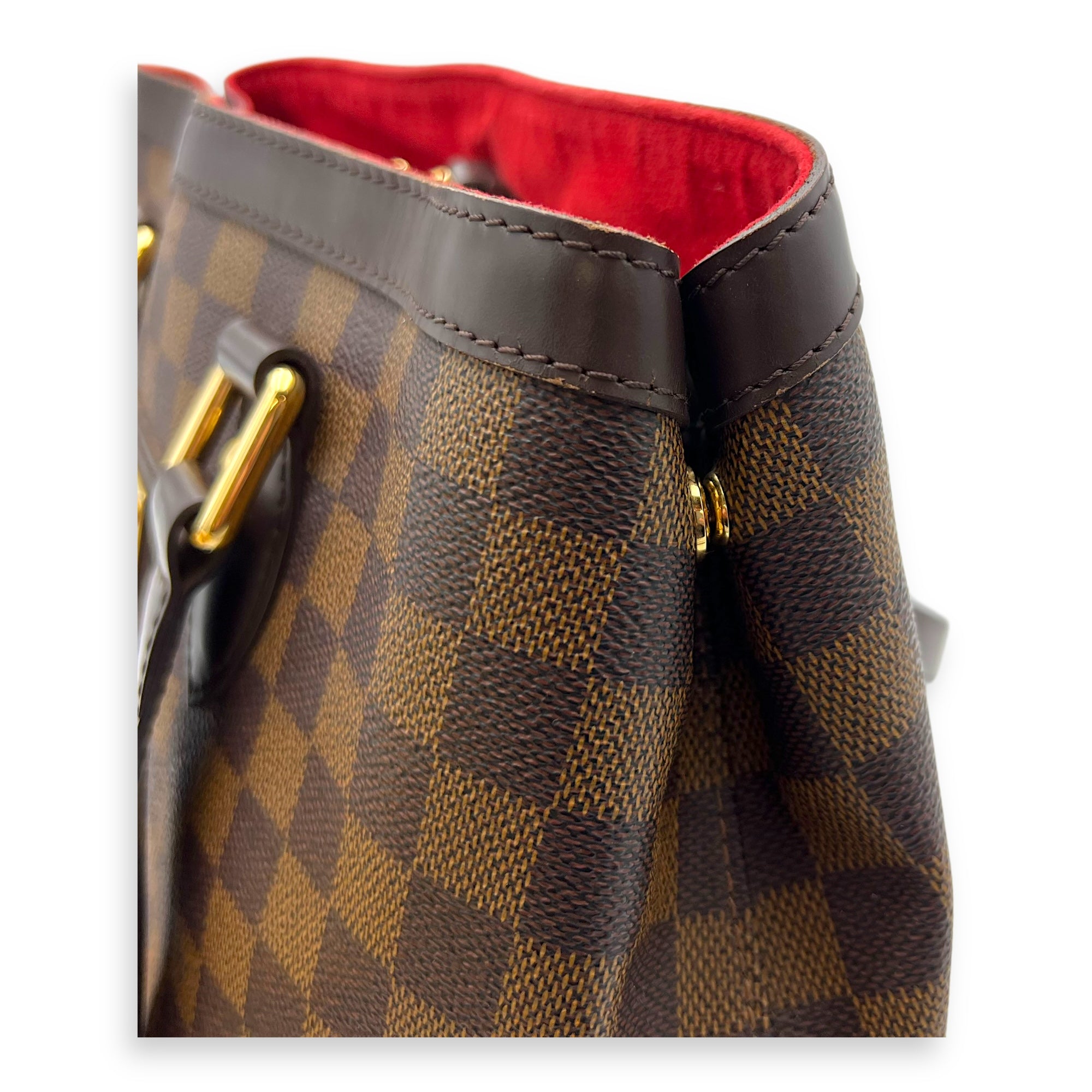 Louis Vuitton Hampstead Top Handle Bag PM Brown in Coated Canvas, Gold hardware_11